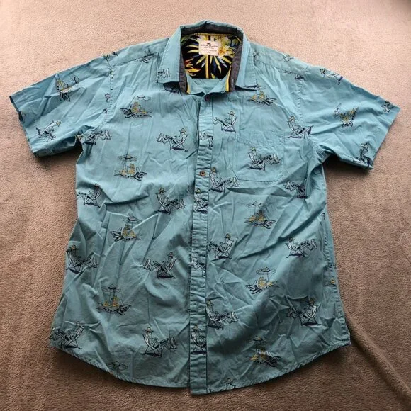 Ditch Plains Mens Hawaiian Shirt Size XL Short Sleeve Relaxed Casual Summer - Picture 8 of 9